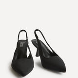 Izzie Wide Fit Black Lycra Court Heels