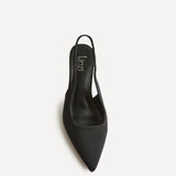 Izzie Wide Fit Black Lycra Court Heels