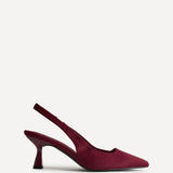 Izzie Wide Fit Burgundy Lycra Court Heels