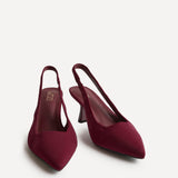 Izzie Wide Fit Burgundy Lycra Court Heels