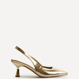 Izzie Wide Fit Gold Court Heels