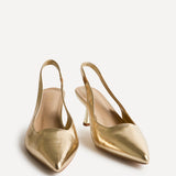 Izzie Wide Fit Gold Court Heels