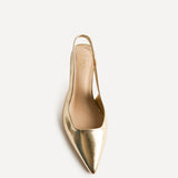 Izzie Wide Fit Gold Court Heels