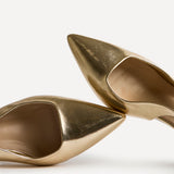 Izzie Wide Fit Gold Court Heels