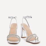 Imera Silver Diamante Heeled Sandals