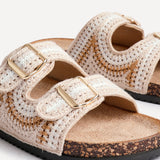 Jaylyn Beige Double Buckle Sandals