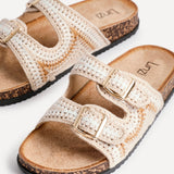 Jaylyn Beige Double Buckle Sandals