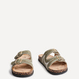 Jaylyn Khaki Double Buckle Sandals