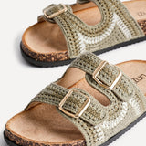 Jaylyn Khaki Double Buckle Sandals