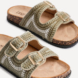 Jaylyn Khaki Double Buckle Sandals