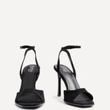Jazz Black Faux Suede Stiletto High Heels