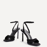 Jazz Black Faux Suede Stiletto High Heels