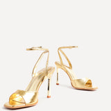 Jazz Gold Faux Leather Stiletto High Heels