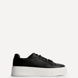 Jersey Black Faux Leather Trainers