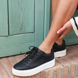 Jersey Black Faux Leather Trainers
