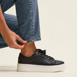 Jersey Black Faux Leather Trainers