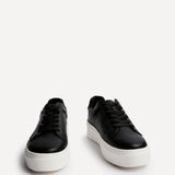 Jersey Black Faux Leather Trainers