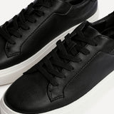 Jersey Black Faux Leather Trainers