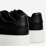 Jersey Black Faux Leather Trainers