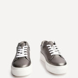 Jersey Pewter Faux Leather Trainers