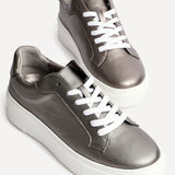 Jersey Pewter Faux Leather Trainers