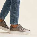 Jersey Pewter Faux Leather Trainers