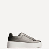 Jersey Pewter Faux Leather Trainers
