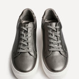 Jersey Pewter Faux Leather Trainers