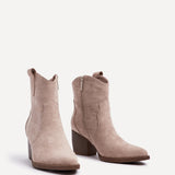 Jessie Beige Faux Suede Western Ankle Boots