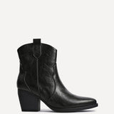 Jessie Black Faux Leather Cowboy Ankle Boots