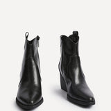 Jessie Black Faux Leather Cowboy Ankle Boots