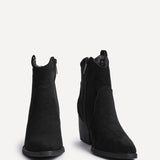 Jessie Black Faux Suede Cowboy Ankle Boots