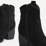 Jessie Black Faux Suede Cowboy Ankle Boots