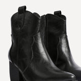 Jessie Black Faux Leather Cowboy Ankle Boots