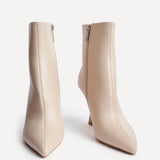 Jetta Beige Heeled Pointed Boots