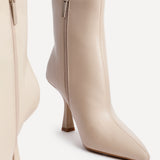 Jetta Beige Heeled Pointed Boots