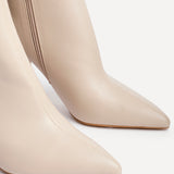 Jetta Beige Heeled Pointed Boots