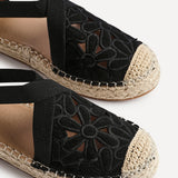 Jillian Black Faux Suede Espadrille Sandals