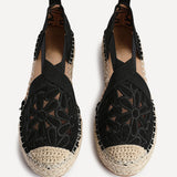 Jillian Black Faux Suede Espadrille Sandals