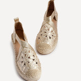 Jillian Gold Faux Leather Espadrille Sandals