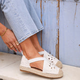 Jillian White Faux Leather Espadrille Sandals