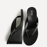 Joia Black Wedge Mules