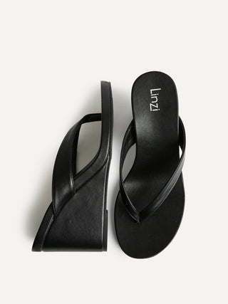 Joia Black Wedge Mules