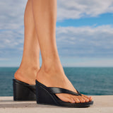 Joia Black Wedge Mules