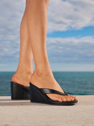 Joia Black Wedge Mules