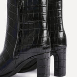 Jonas Black Croc Patent Heeled Ankle Boots