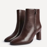Jonas Brown Block Heeled Ankle Boots