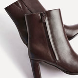 Jonas Brown Block Heeled Ankle Boots