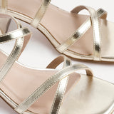 Jovanna Gold Strappy Heeled Sandals