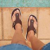 Jovelle Brown Woven Toe Post Flat Sandal
